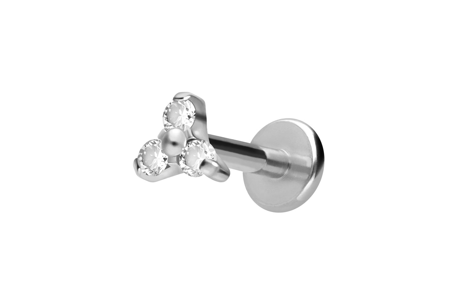 Titan Labret Piercing mit Innengewinde KRISTALLBLUME